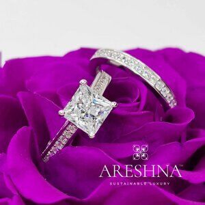 1.5 Carat Princess Cut Lab Created Diamond Engagement Ring Bridal Weddin…